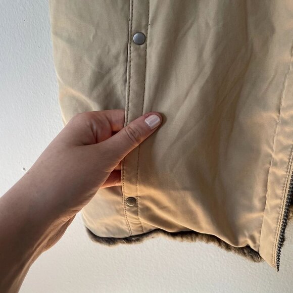 romantic vintage faux fur vest w/ pockets casual warm winter glam women size M - Picture 3 of 5